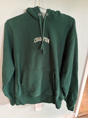 Champion Dark Green Pullover Hoodie with Embroidered Logo